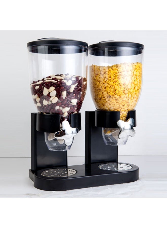 Dual Cereal & Dry Food Dispenser 3.5L, Countertop Storage Organizer with Portion Control, Freshness Seal, Black/Clear - Image 4